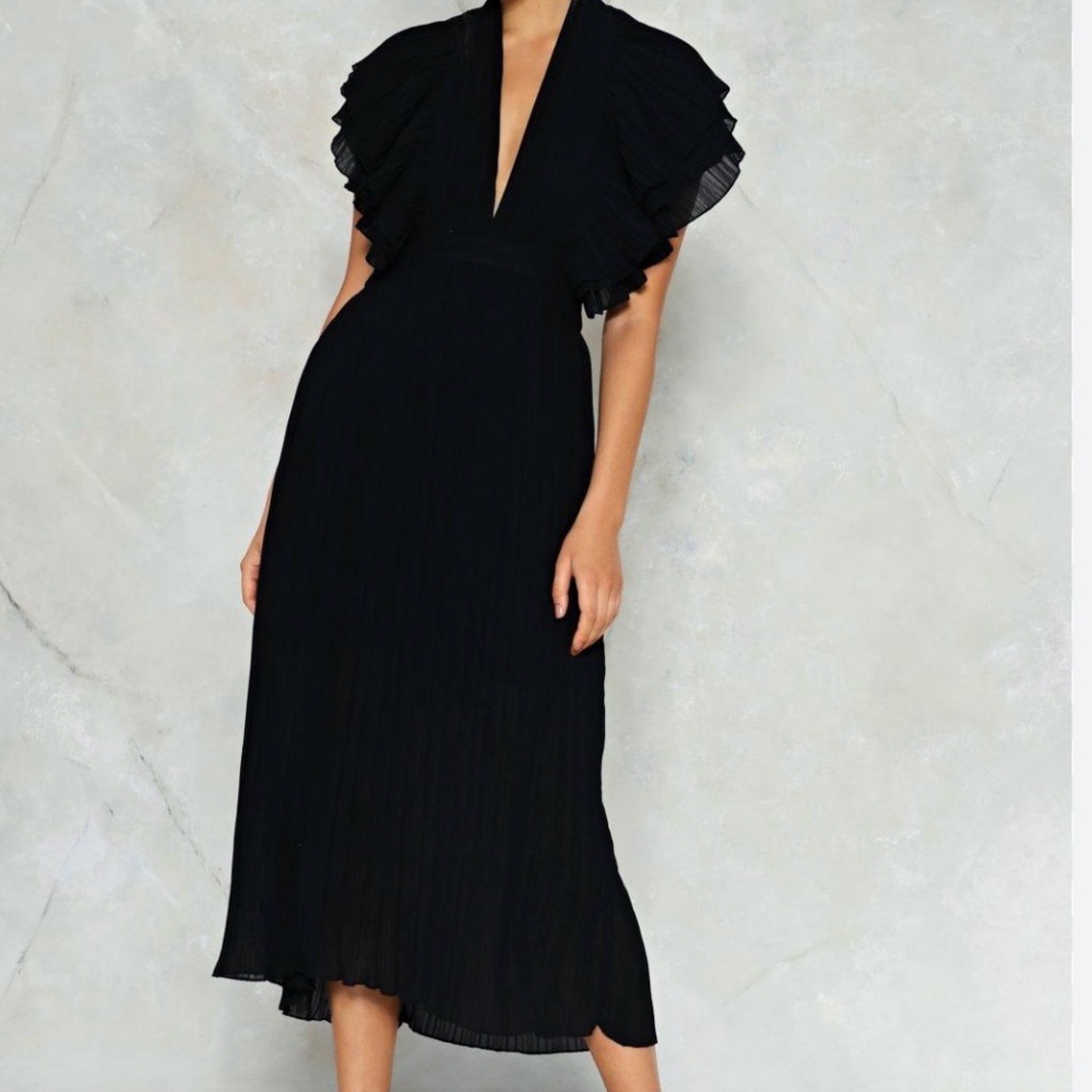 Midi Black Ruffle Dress